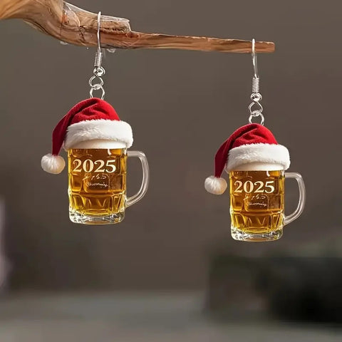 2025 Christmas Beer Steins Acrylic Earrings