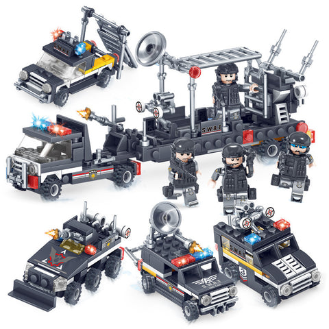 Children spelling enlightenment blocks